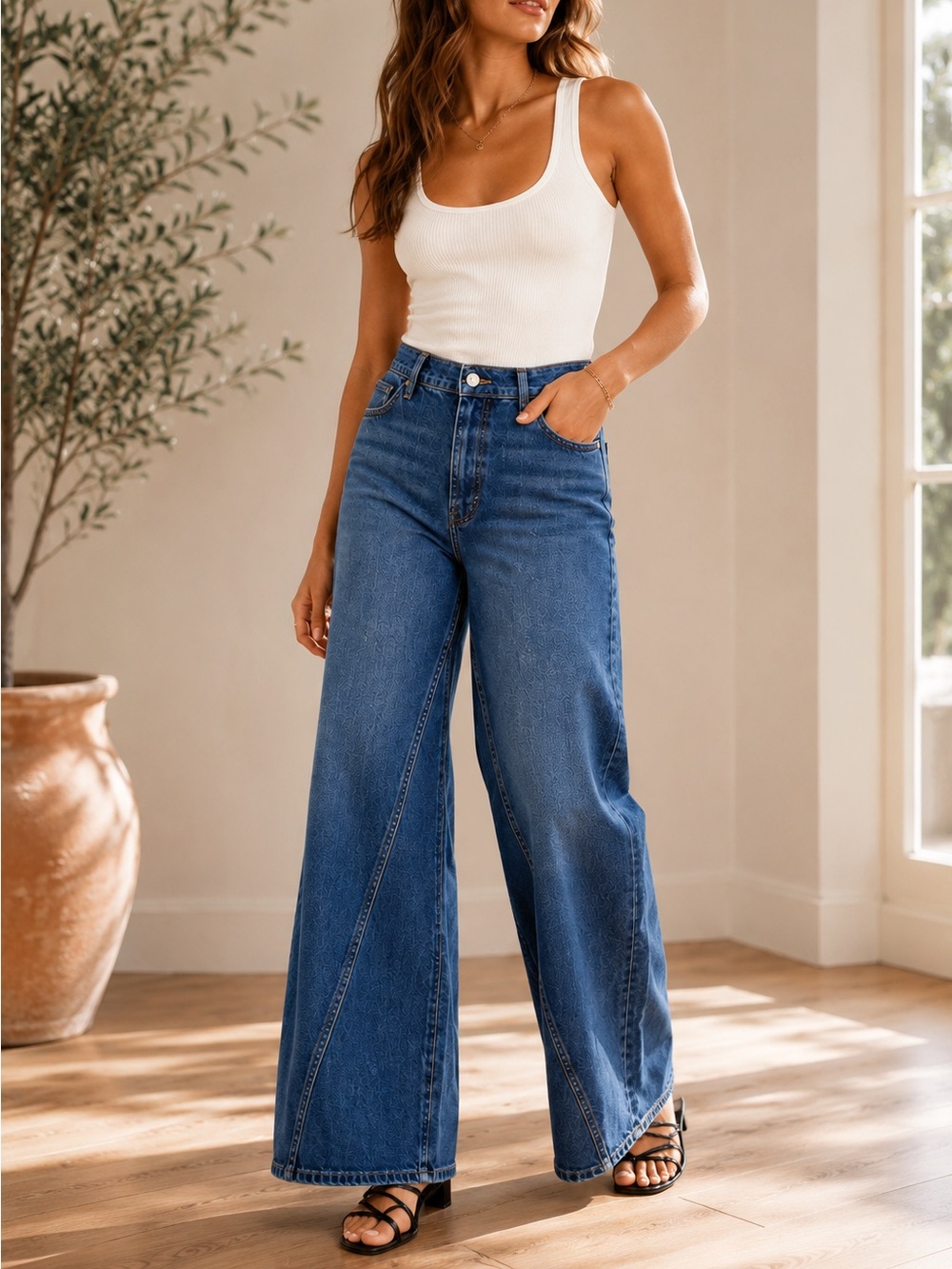 ANINE BING Briley High Rise Wide Leg Jeans